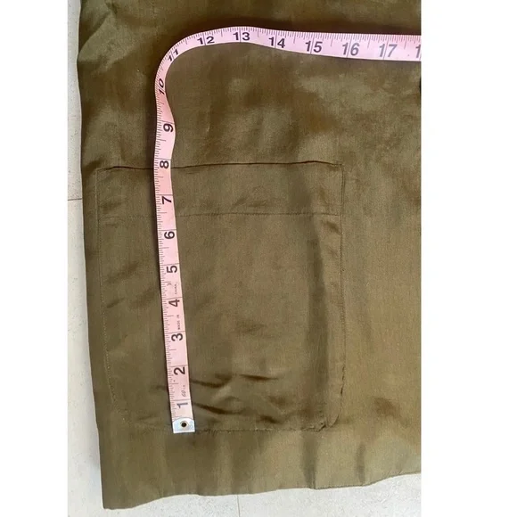 Vintage 90's Express Silk Blazer Olive Green Oversized Blazer - Picture 6 of 8